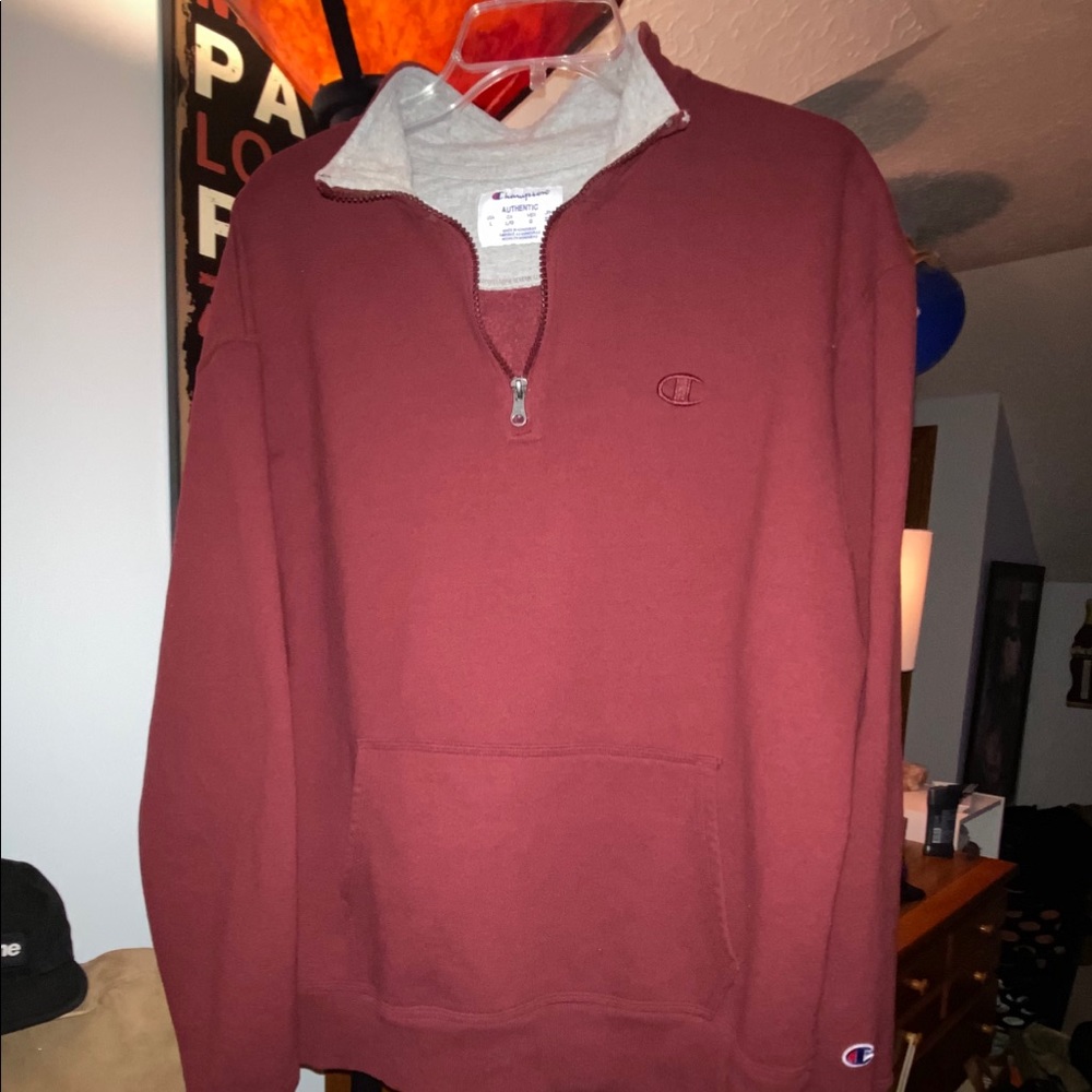 Champion 1/4-Zip Sweatshirt Maroon Large